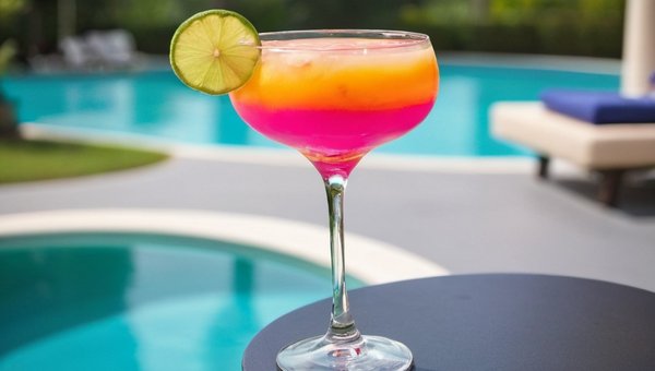 Orangeberry madness cocktail on pool table