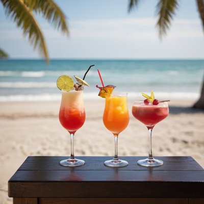 Cocktail trio at the beach