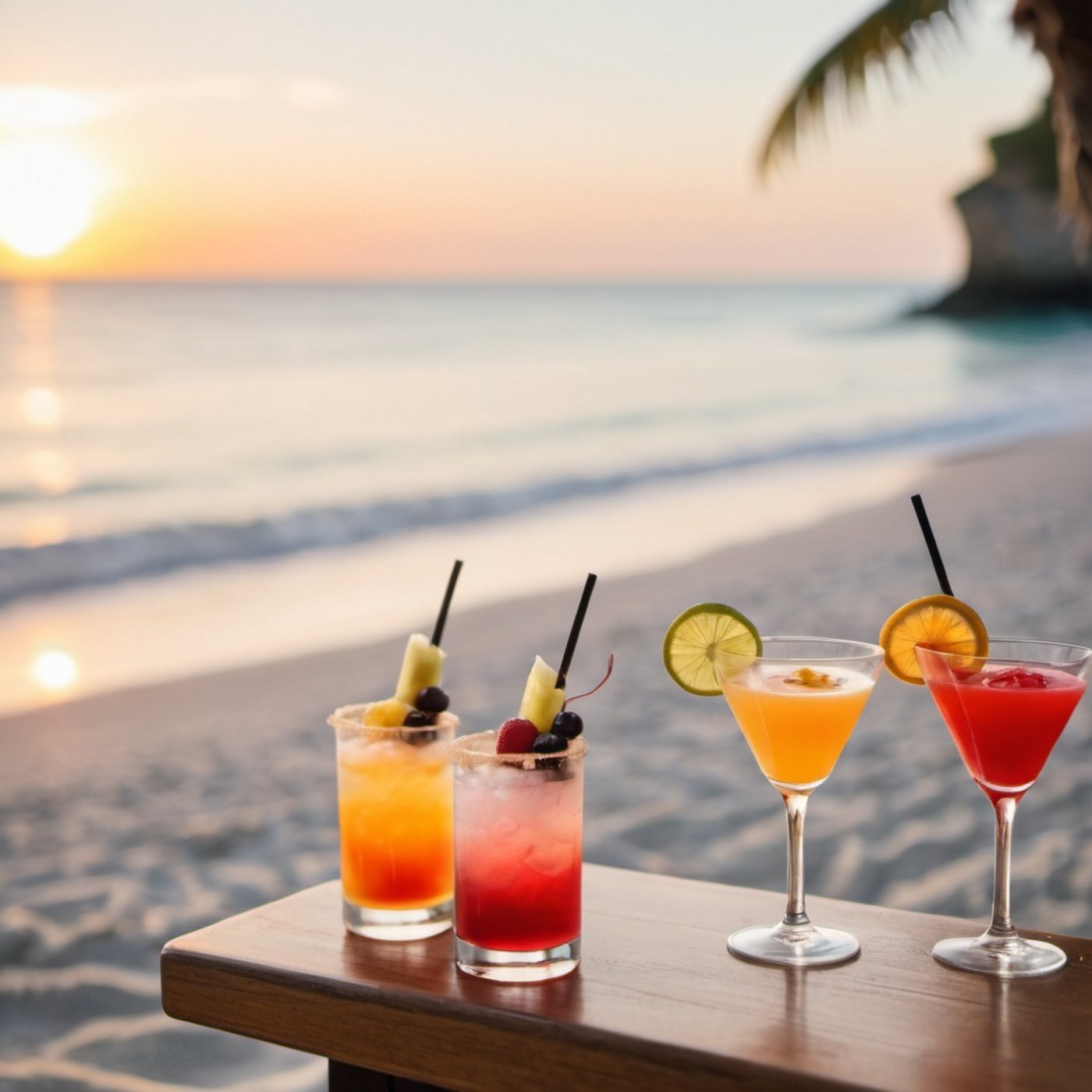 Cocktails on sunset beach